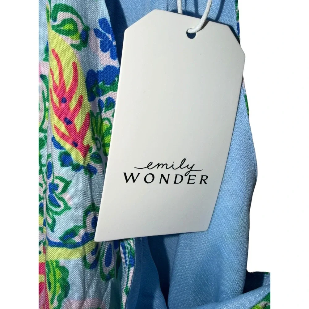 Emily Wonder 1X NWT Floral Paisley Swing Dress Tie Neck Sleeveless Resort NWT - Picture 6 of 7